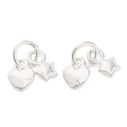 Серебро 925 подвески в виде сердца и звезды из стерлингового серебра, с перемычками и 925 штампом, серебряные, 7x4.5~5.5x1.5~2 мм, отверстие : 3.5 мм
