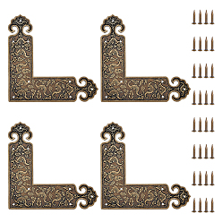 Античная Бронза 4шт. латунный защитный уголок для корпусной мебели, с 32шт. железный винт, античная бронза, 90x90x1 мм