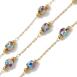 Разноцветный Ионное покрытие (ip) 304 звенья цепи из нержавеющей стали, пайки, со стеклом и шпулей, реальный 18 k позолоченный, красочный, 2.5x0.5x0.1 мм, около 32.81 футов (10 м) / рулон