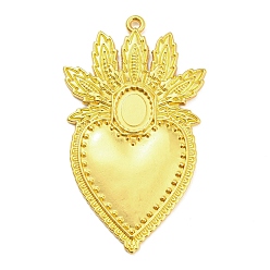 Золотой Сеттинги для кулона(кабошонов), сплав, сердце крупные кулоны, золотые, лоток : 10x8.5 мм, 59x34.5x3 мм, отверстие : 1.8 мм