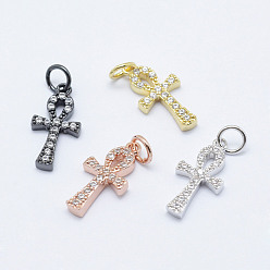 (52) Непрозрачная лаванда Латунные микро проложить класса AAA кубического циркония подвески, крестик, без кадмия, без никеля и без свинца, разноцветные, 13x6.5x2 мм, отверстие : 2.5 мм