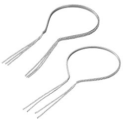 Платина 2 шт. 2 стили резинки для волос с железом и стразами, аксессуары для волос для женщин и девочек, платина, 275~280x120~125x5~7.5 мм, 1 шт / стиль