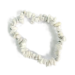 Говлит Естественно Howlite стрейч браслеты, чип, внутренний диаметр: 2-1/8~2-3/8 дюйм (5.5~6 см)