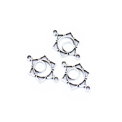 Antique Silver Tibetan Style Alloy Connector Charms, Mandala Flower Links, Antique Silver, 20x13mm, Hole: 1mm