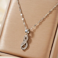 Серебро Ожерелья с подвесками в виде ленты из латуни с микропаве из прозрачных кубических цирконий в стиле хип-хоп, для повседневного и праздничного образа, серебряные, 15.75 дюйм (40 см)