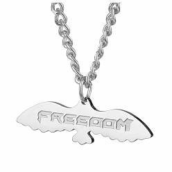 Нержавеющая Сталь Цвет Кулон из нержавеющей стали в стиле хип-хоп с орлом и надписью «Свобода» с кубинской цепочкой для унисекс, цвет нержавеющей стали, 19.69 дюйм (50 см)