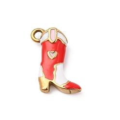 Красный 304 подвески из нержавеющей стали, ботинки, с эмалью, золотые, красные, 18x16x5.5 мм, отверстие : 2 мм