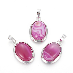 Натуральный Агат Природные подвески агат, с латунной фурнитурой , овальные, платина, 25~26x17~17.5x8~9 мм, отверстие : 8x5 мм