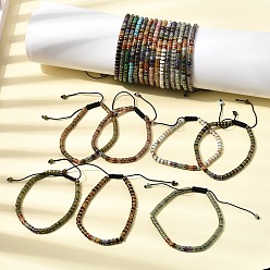 Смешанные камни Регулируемые браслеты из натуральных драгоценных камней и немагнитного гематита, подходящие как для мужчин, так и для женщин., внутренний диаметр: 2.09~3.19 дюйм (5.3~8.1 см)