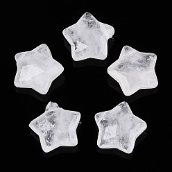 Хрусталь Натуральные кристаллы кварца, подвески из горного хрусталя, звезда, граненые, 13~13.5x14~14.5x6~6.5 мм, отверстие : 0.8 мм