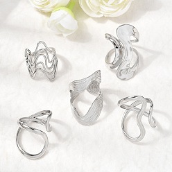 Нержавеющая Сталь Цвет 5 шт. 304 открытые манжеты из нержавеющей стали для женщин, цвет нержавеющей стали, 24~35 мм, внутренний диаметр: 17~18.4 мм