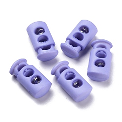 Средний Фиолетовый Пластиковый пружинный стопорный цилиндр замка шнура, с железной фурнитурой, 2-луночное, платина, средне фиолетовый, 23.5x12x8.5 мм, отверстие : 6x3.5 мм