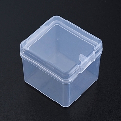 Clair Récipients de stockage de perles en matière plastique, carrée, clair, 3.45x3x2.8 cm