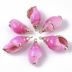 Ярко-Розовый Аэрозольная краска и гальванические спиральные подвески, с золотыми тонами латунных петель, ярко-розовый, 32~40x17~20x15~17 мм, отверстие : 1.6 мм