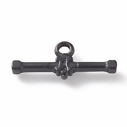 Electrophoresis Black 304 Детали застежек-карабинов из нержавеющей стали, покрытые ионным напылением (IP)., бар, электрофорез черный, 22x9x3 мм, отверстие : 2 мм