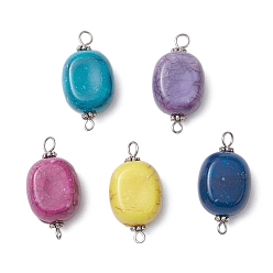 (52) Непрозрачная лаванда Потрескавшийся непрозрачный акрил имитация бирюзовый овальный соединительный шарм, с 304 двойными петлями из нержавеющей стали, цвет нержавеющей стали, разноцветные, 28~28.5x14.5~15x10.5 мм, отверстия : 2.6 mm и 1.8 мм