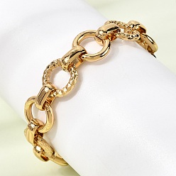 Золотой 304 женские браслеты-цепочки со звеньями из нержавеющей стали, кольцо, ионное покрытие (ip), золотые, 6.65 дюйм (16.9 см)