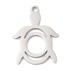 Нержавеющая Сталь Цвет 201 подвески из нержавеющей стали, черепаховый шарм, лазерная резка, цвет нержавеющей стали, 18x14x1 мм, отверстие : 1.4 мм