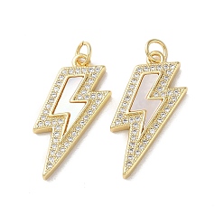 Прозрачный Латунные микро проложить кубического циркония подвески, без кадмия и без свинца, с оболочкой, реальный 18 k позолоченный, молния, прозрачные, 26x15x3 мм, отверстие : 3 мм