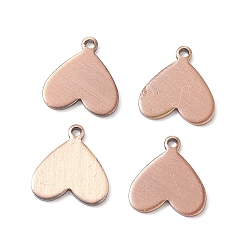 Brushed Red Copper Brass Charms, Stamping Blank Tag, Long-Lasting Plated, Heart, Brushed Red Copper, 12x11x1mm, Hole: 1.2mm