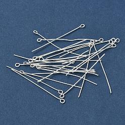 Серебро Железный штифт, без кадмия и без свинца, серебряный цвет гальваническим, 45x0.7 мм, Отверстие : 2 мм , около 5000 шт / 1000 г