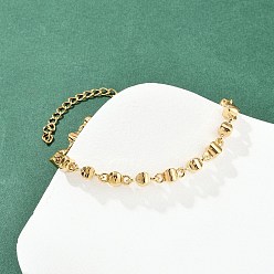 Настоящее золото 22K 304 браслеты из нержавеющей стали ссылка для женщин, плоско-круглые, вакуумное покрытие pvd, реальный 22 k позолоченный, 7 дюйм (17.9 см)