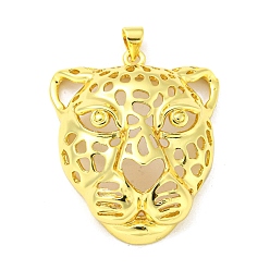 Настоящее золото 18K Латунные подвески, без кадмия, без никеля и без свинца, леопардовые прелести, реальный 18 k позолоченный, 36x30x11 мм, отверстие : 4.5x3.5 мм