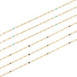 Gemischte Farbe 2m 2 Farben handgefertigte Edelstahlketten, Kabelketten, mit Emaille, gelötet, Flachoval, langlebig überzogen, Gemischte Farbe, 3x1.5x0.1~1 mm