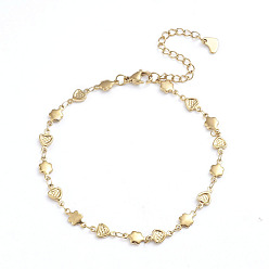 Golden 304 Stainless Steel Link Chain Bracelets, with Lobster Claw Clasps, Golden, 10-1/4 inch(26cm)