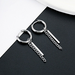 Stick Серьги из 304 нержавеющей стали, цвет нержавеющей стали, цепочка-оберег, придерживаться, 49 мм