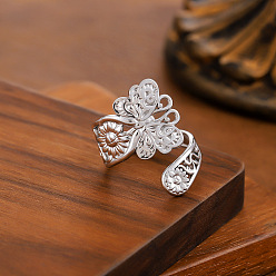 Нержавеющая Сталь Цвет 304 открытые кольца-манжеты из нержавеющей стали для женщин, бабочка, цвет нержавеющей стали, 20 мм