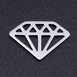 Stainless Steel Color Non-Tarnish 201 Stainless Steel Filigree Joiners, Laser Cut, Diamond, Stainless Steel Color, 12x18x1mm