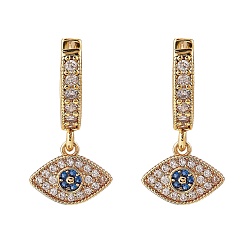 Золотой Разноцветные серьги-кольца с кубическим цирконием для защиты от сглаза, украшения из латуни для женщин, золотые, 22 мм, штифты : 0.9 мм