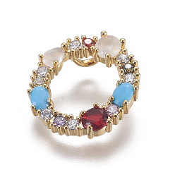 Letter O Подвески латунные горный хрусталь, с кубического циркония, буквы, золотые, красочный, letter.o, 19x16x3 мм, отверстие : 2.5x4 мм