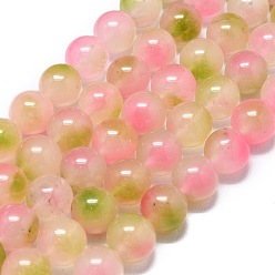 Разноцветный Натуральный Malaysia нефритовые бусы пряди, окрашенная и подогревом, круглые, красочный, 14 мм, отверстие : 1.5 мм, около 27 шт / нитка, 14.96 дюйм (38 см)