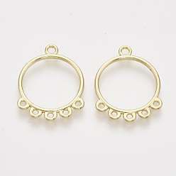 Light Gold Alloy Open Back Bezel Chandelier Component Links, For DIY UV Resin, Epoxy Resin, Pressed Flower Jewelry, Ring, Light Gold, 25.5x20x2mm, Hole: 1.4~1.8mm