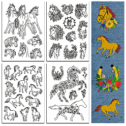 Лошадь 4 листы 11.6x8.2 рисунки для вышивания дюймовыми палочками и стежками, водорастворимые стабилизаторы для вышивания нетканых материалов, лошадь, 297x210 ттт