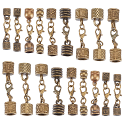 Античная Бронза 18 Концы шнура из сплава шт., Сплав с застежками когтя омара, античная бронза, 33~46 мм, 2 шт / стиль