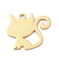 Oro 304 colgantes de acero inoxidable, encantos de forma de gato, Pulido, revestimiento de iones (ip), dorado, 19x22x1.5 mm, agujero: 1.9 mm