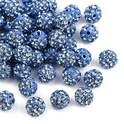 Свет Сапфира Бусины со стразами, полимерная глина , pave disco бусины, класс А, половине просверлил, круглые, света сапфир, С. 9 (1.5 мм), 1.6 мм, отверстие : 6 мм