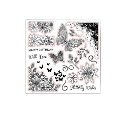 Butterfly Transparent Clear Silicone Stamp/Seal, For DIY Scrapbooking/Photo Album Decorative, Use with Acrylic Printing Template Tool, Stamp Sheets, Butterfly, 160x160x3mm