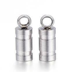 Stainless Steel Color Tarnish Resistant 201 Stainless Steel Cord Ends, End Caps, Tube, Stainless Steel Color, 8x3mm, Hole: 1.2mm, Inner Diameter: 2mm