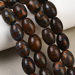 Nectar Bottle Pattern Тибетского стиля DZI бисер нитей, природный агат бисер нитей, окрашенная и подогревом, овальные, кокосового коричневый, образец бутылки нектара, 15.7~16x11.8~12.5 мм, отверстие : 1.5~1.6 мм, около 20 шт / нитка, 12.56'' (31.9 см)