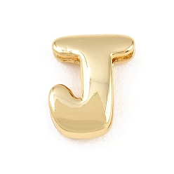 Letter J Латунные бусины, долговечный, стойки покрытие, без свинца и без кадмия, реальный 18 k позолоченный, буква J, 14x11x5 мм, отверстие : 11x3 мм