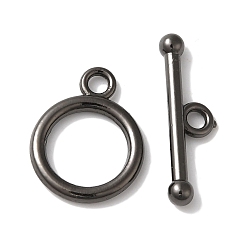 Черный Цвет Металла Покрытие стойки латунные застежки-тумблеры, долговечный, без свинца и без кадмия, металлический черный , Кольцо: 18x14x2 mm, отверстие : 2.5 мм, бар: 22x6.5x3.5 mm, отверстие : 2 мм