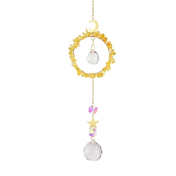 Желтый Кварц Хрустальное стекло с подвеской в виде ловца солнца из натурального желтого кварца, создатель радуги, украшение сада и дома своими руками, 480 мм