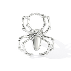 Серебро Регулируемые кольца для пальцев из сплава на тему Хэллоуина, паук, серебряные, внутренний диаметр: 15~20 мм