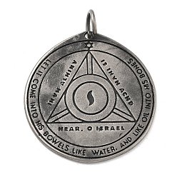 Античное Серебро 304 подвески из нержавеющей стали, с целью перехода в кольце, плоский круглый с ключом Соломона, античное серебро, 45x42.5x2.5 мм, отверстие : 8 мм