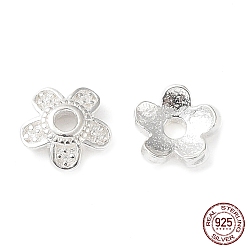 Серебро 925 колпачок-бусина из стерлингового серебра, цветок, серебряные, 5.5x5.7x1.7 мм, отверстие : 1.2 мм