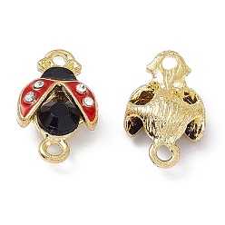 Золотой Подвески из струйных страз из сплава, с черной и огнеупорной эмалью, божья коровка ссылки, золотые, 17x11x5 мм, отверстие : 1.5 мм